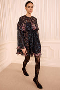 Lune Long Sleeve Silk Mini Dress - Eclipse