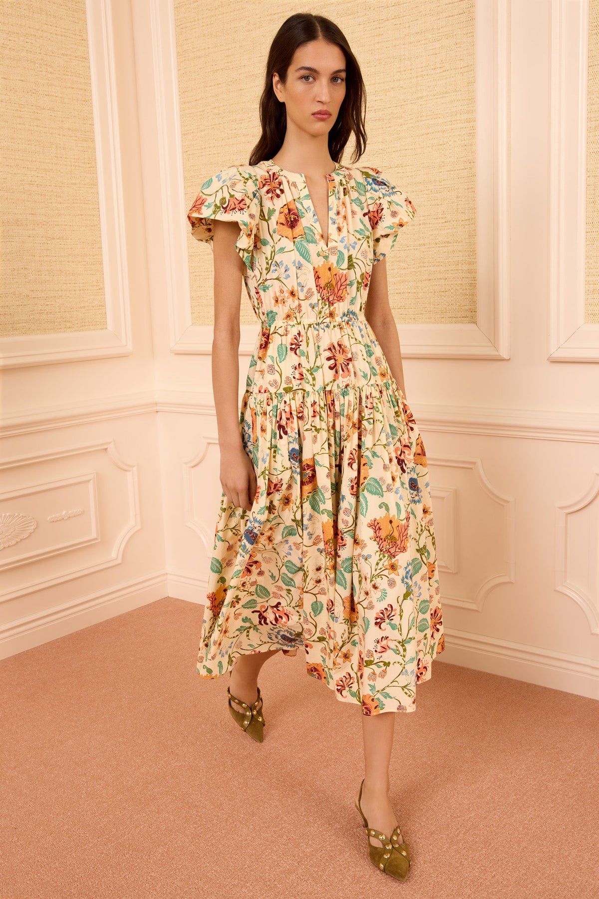 Marin Cotton Midi Dress - Abalone