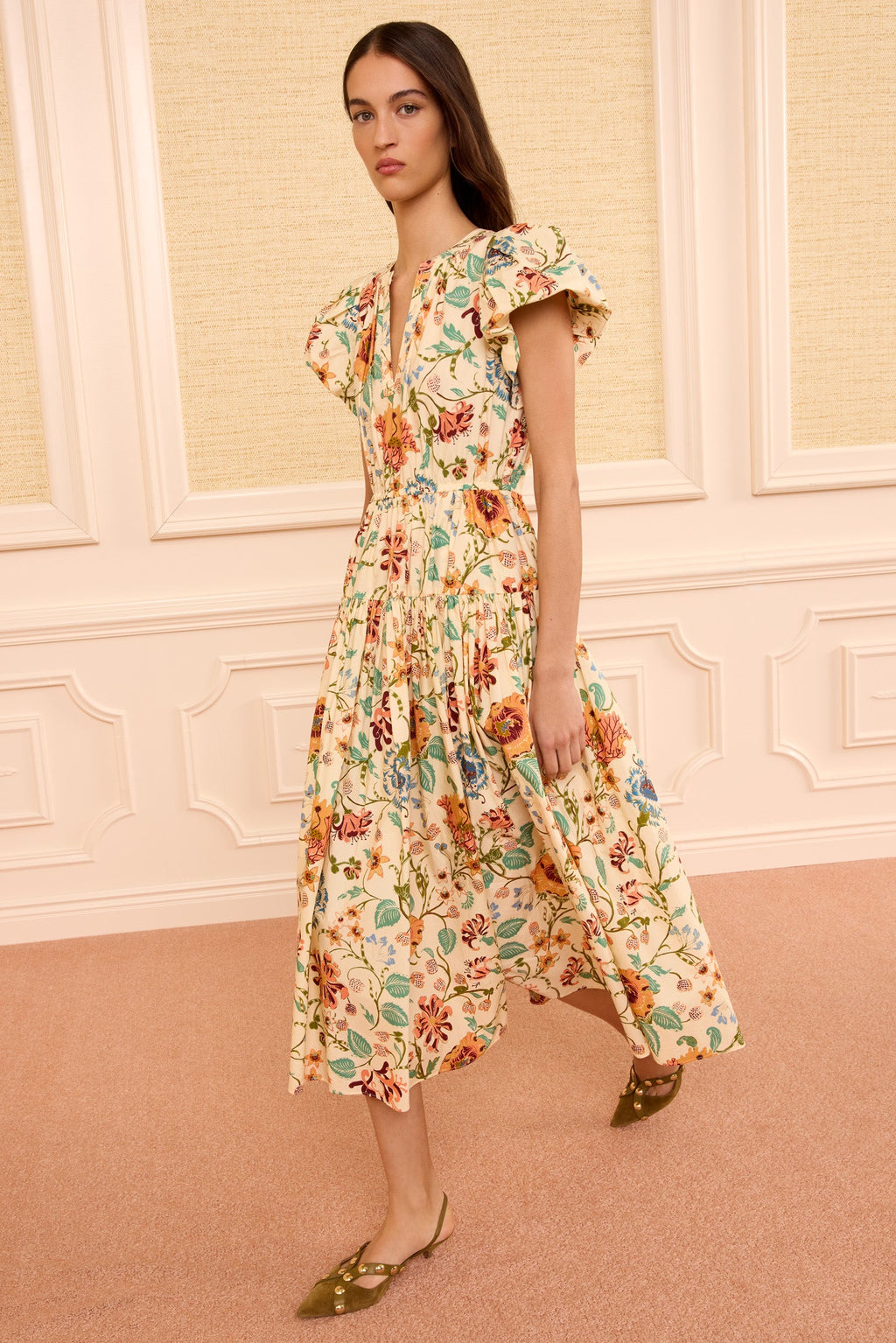 Marin Cotton Midi Dress - Abalone