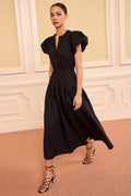 Marin Cotton Midi Dress - Noir