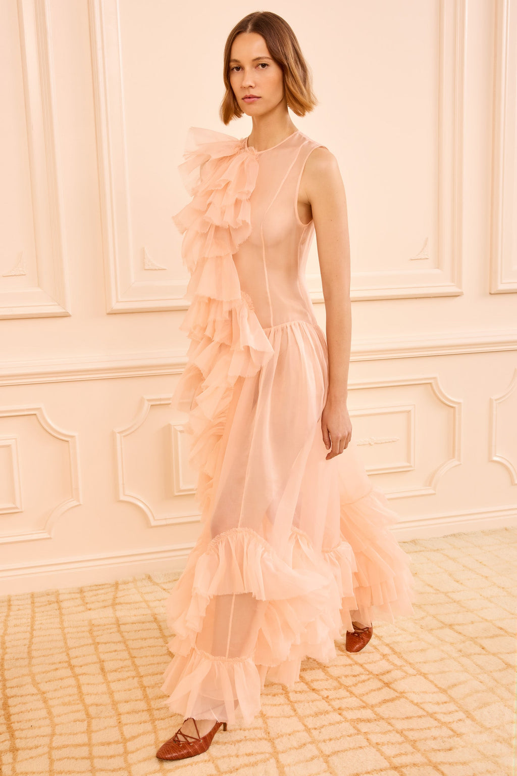 Nepenthe Ruffle Silk Dress - Petal
