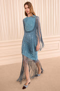 Nerine Silk Fringe Dress - Beryl