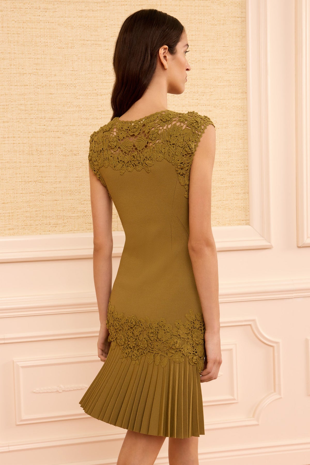 Noemie Crochet Mini Dress - Loden