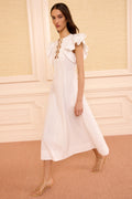 Odessa Cotton Dress with Lace Up - Cowrie