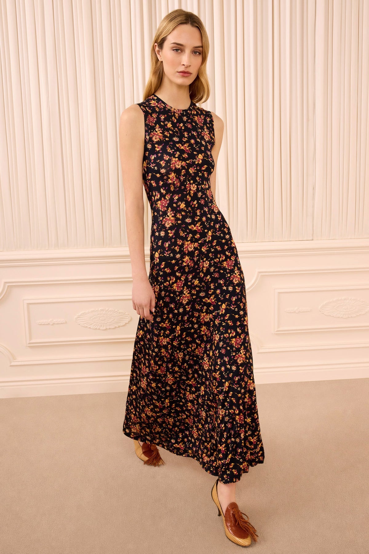 Orla Sleeveless Jersey Dress - Noir Floral