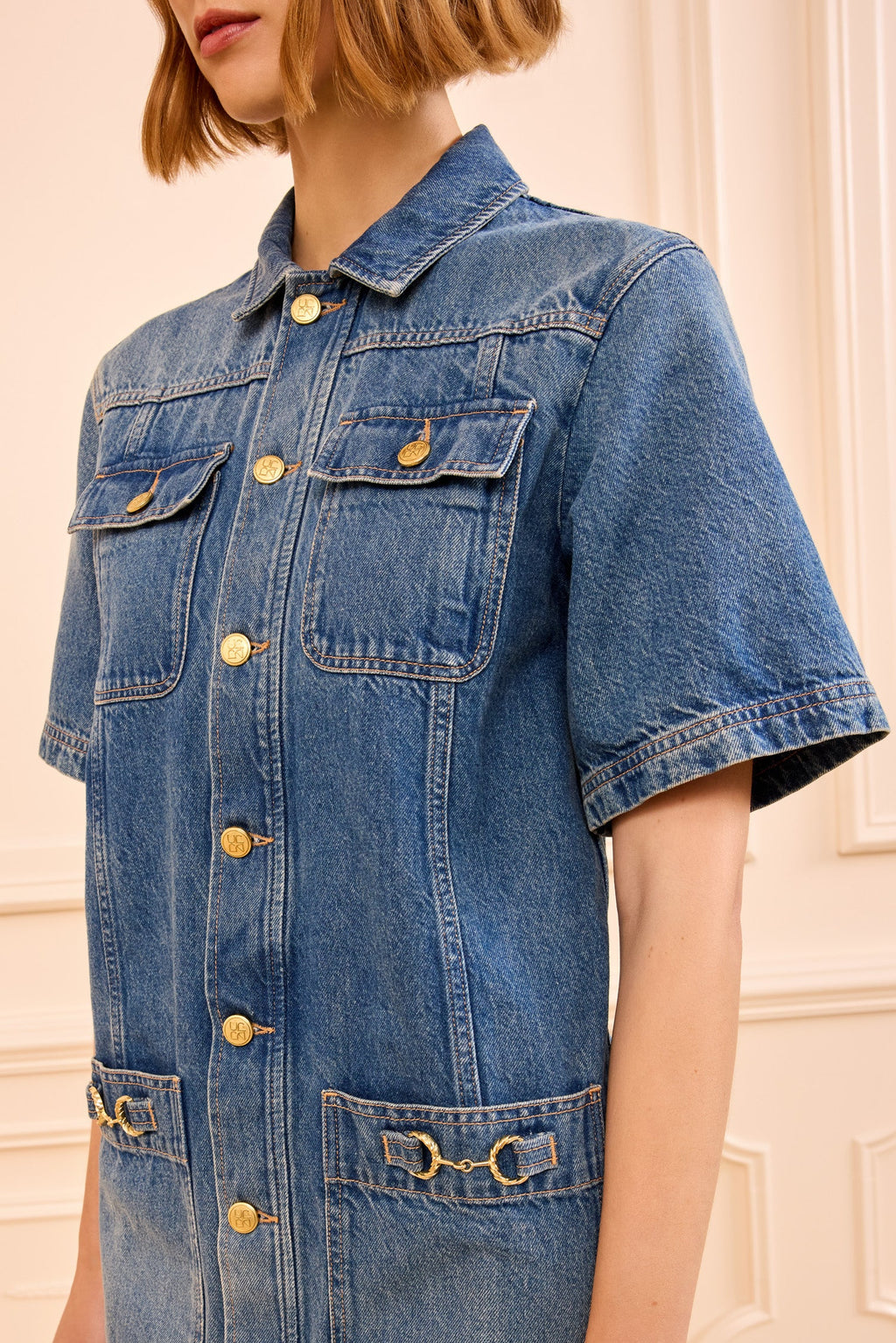 The Painters Denim Mini Dress - Danube