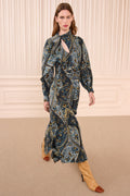 Sabrina Long Sleeve Silk Dress - Prussian