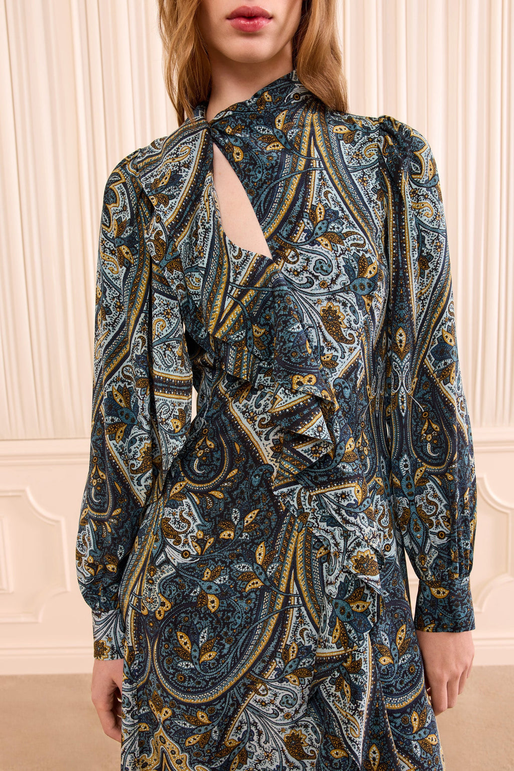 Sabrina Long Sleeve Silk Dress - Prussian
