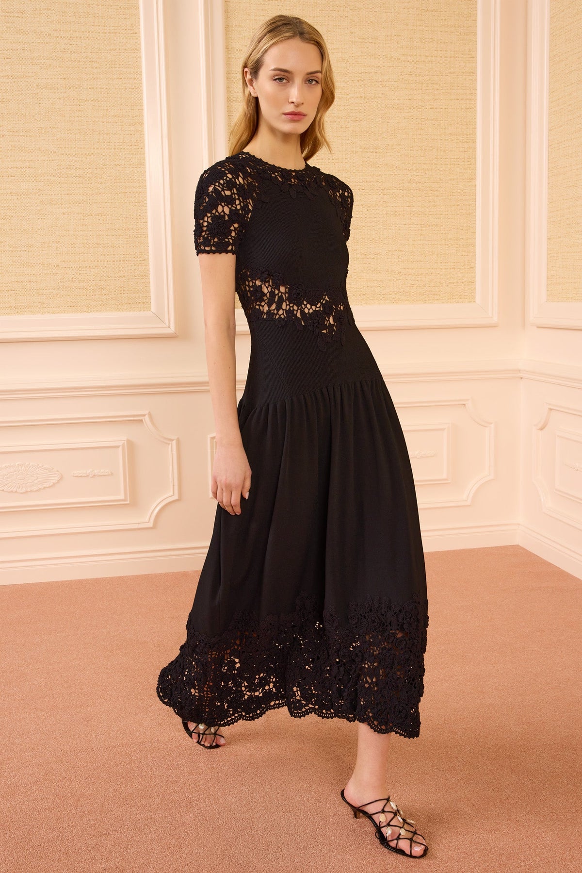 Sabrina Crochet Dress - Noir