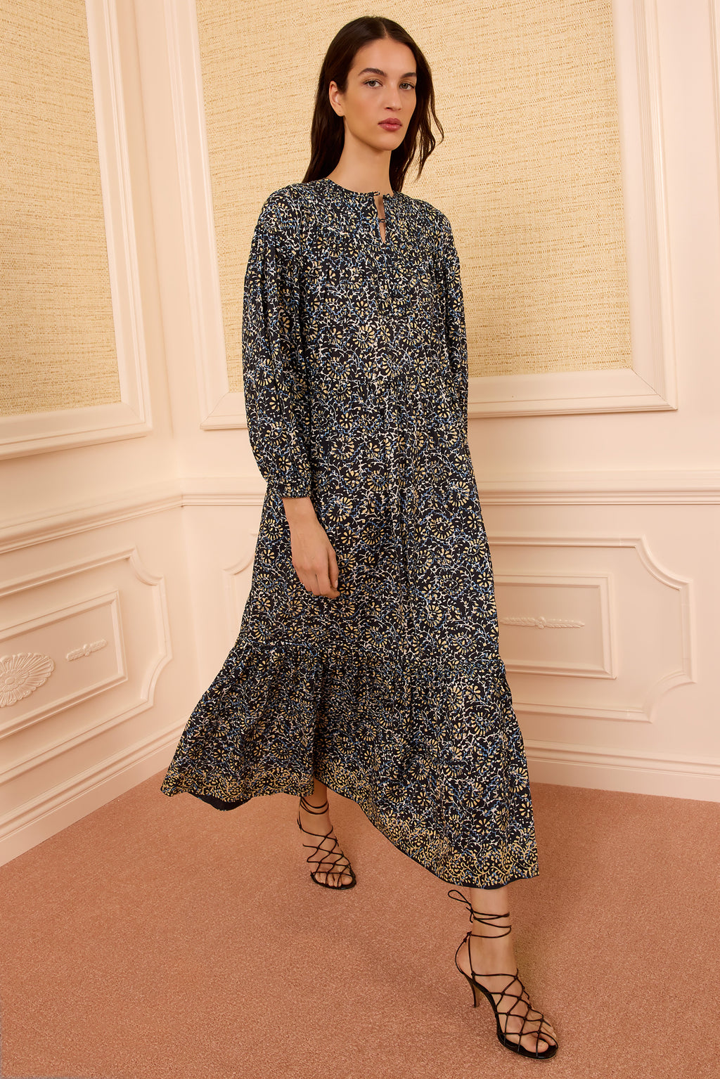 Serephina Cotton Dress - Midnight Bloom