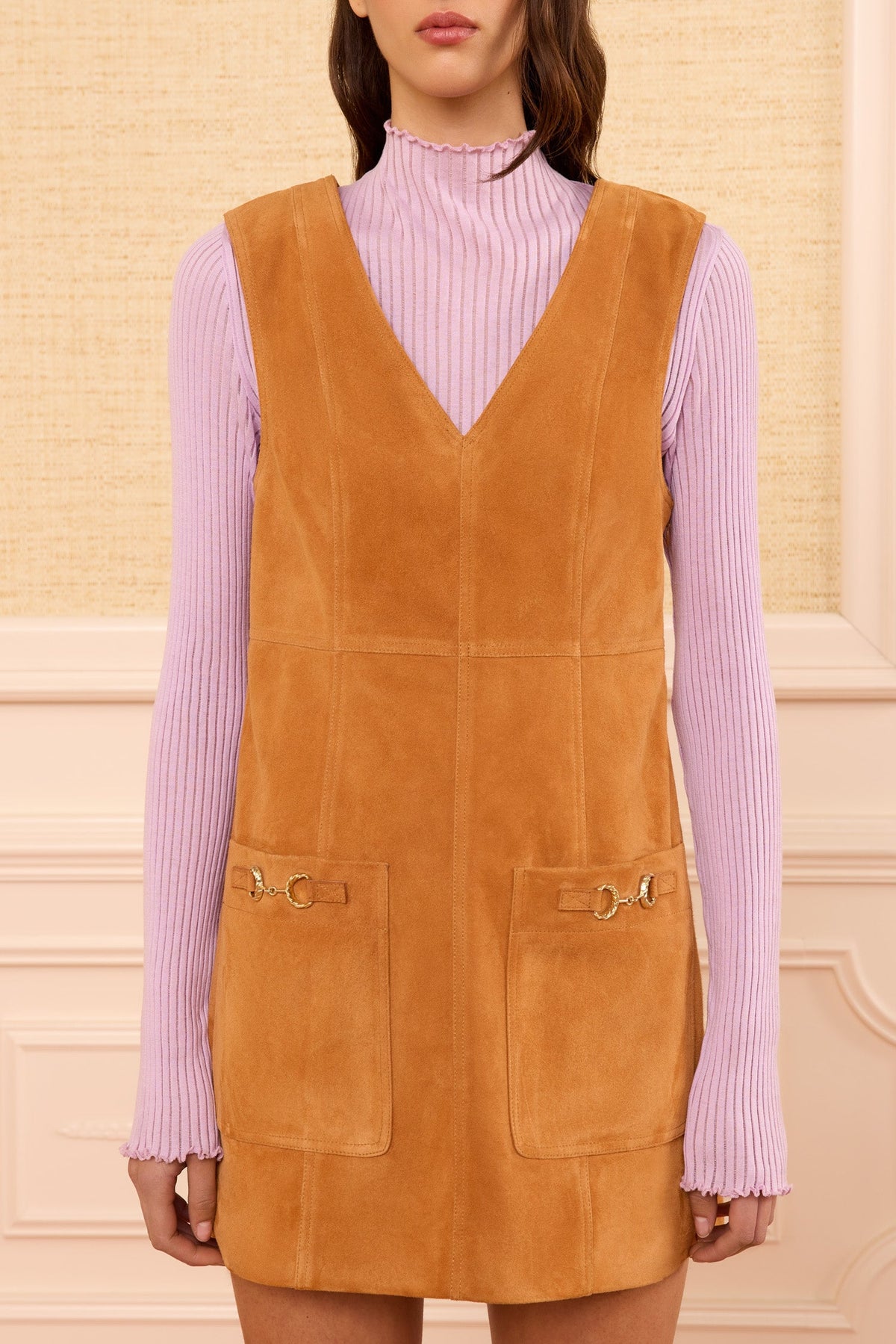 Sloane Suede Mini Dress - Cognac