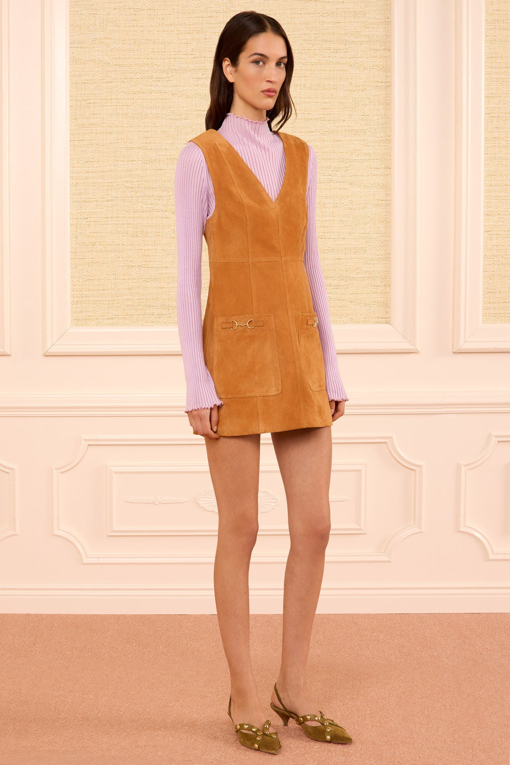 Sloane Suede Mini Dress - Cognac