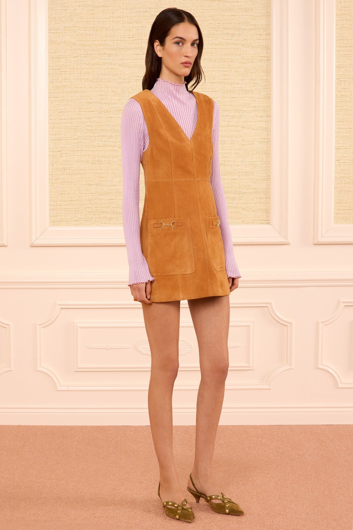 Sloane Suede Mini Dress - Cognac
