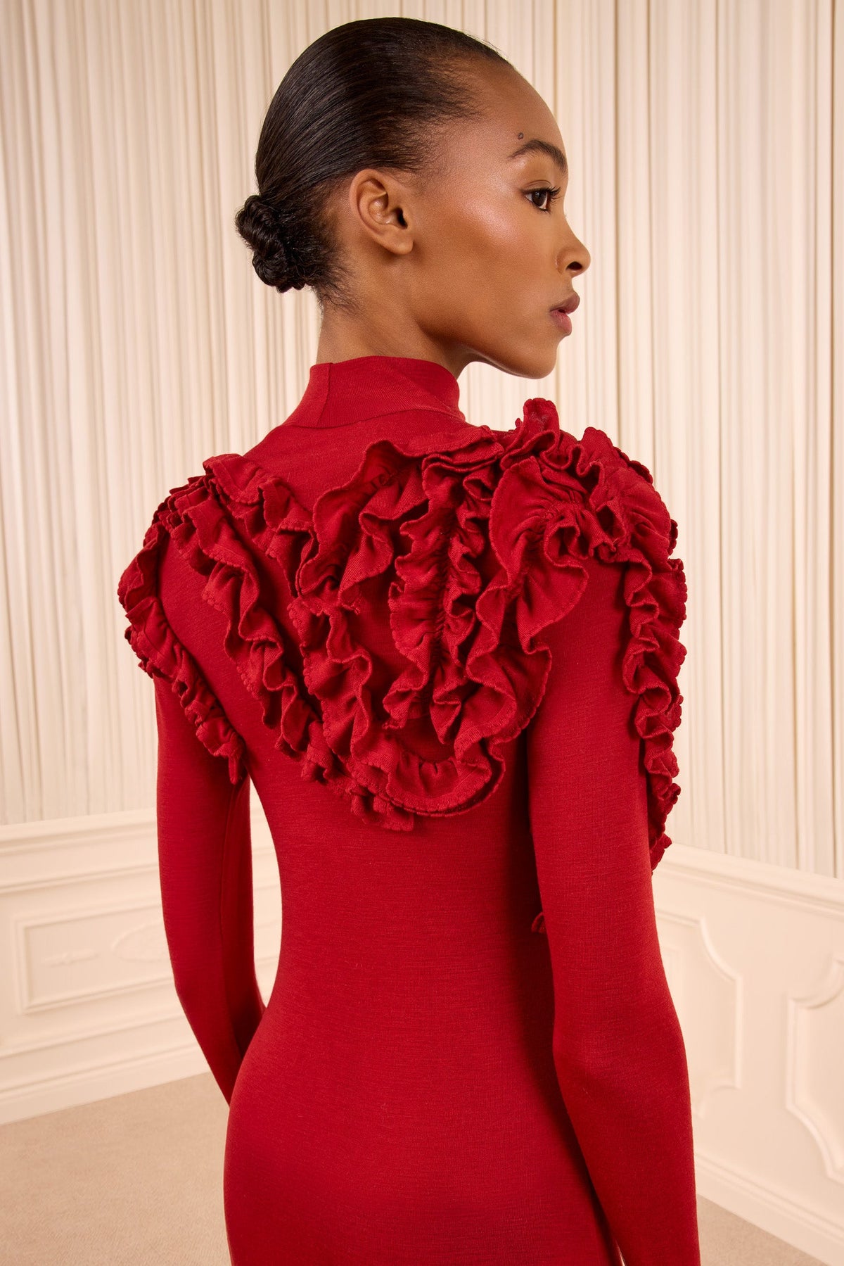 Solene Long Sleeve Jersey Dress - Claret