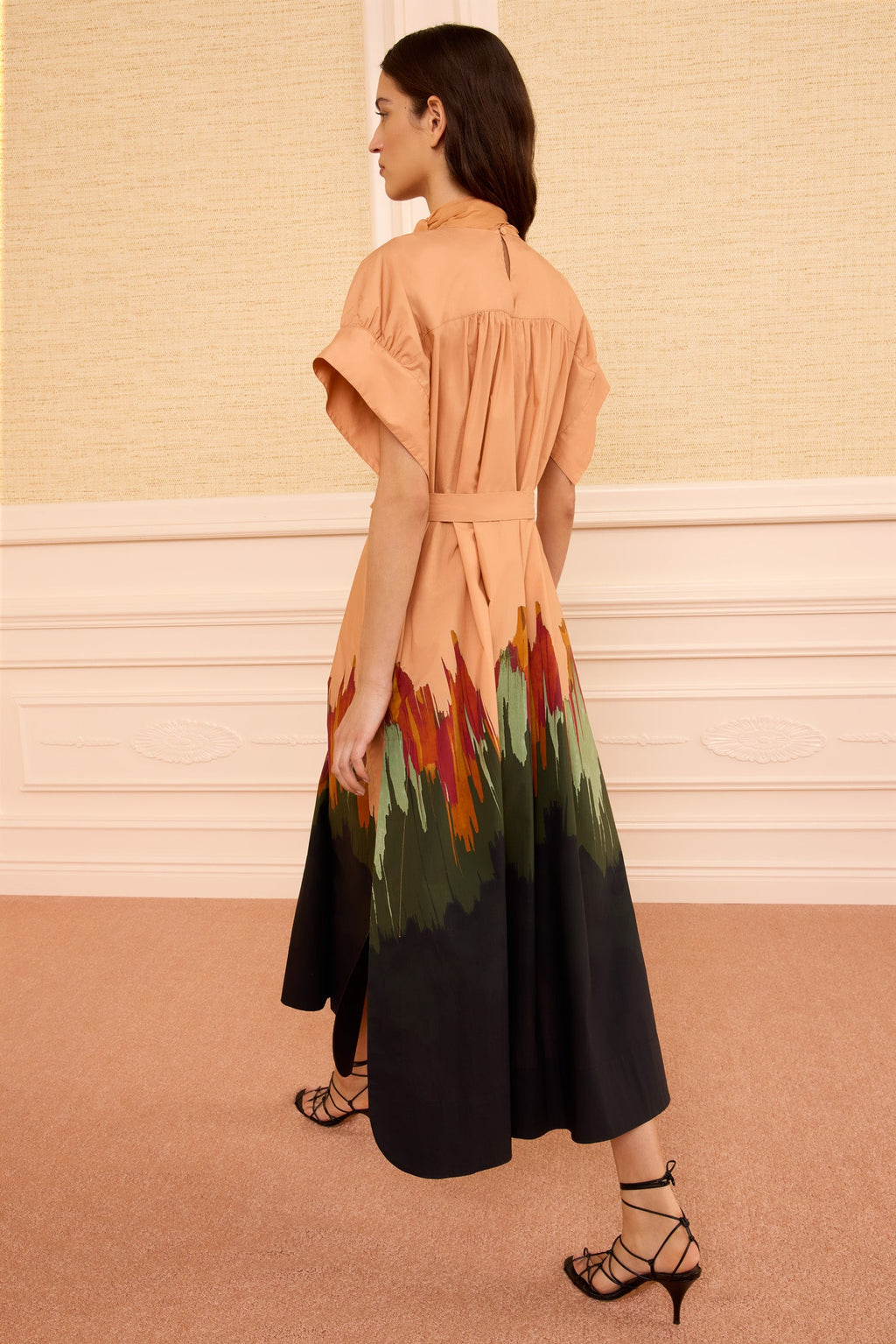Studio Cotton Dress with Chiffon Tie - Agate