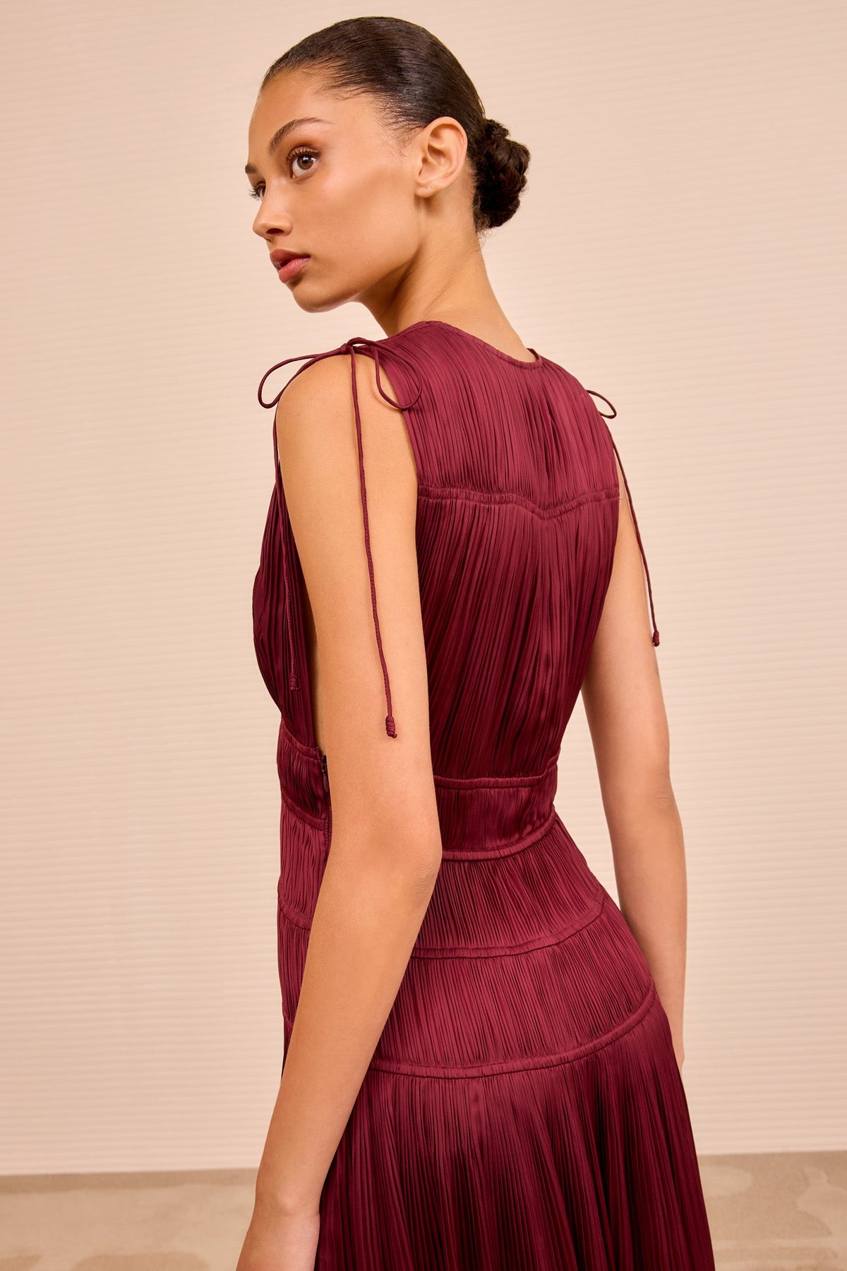 Tasneem Deep V Gown - Claret