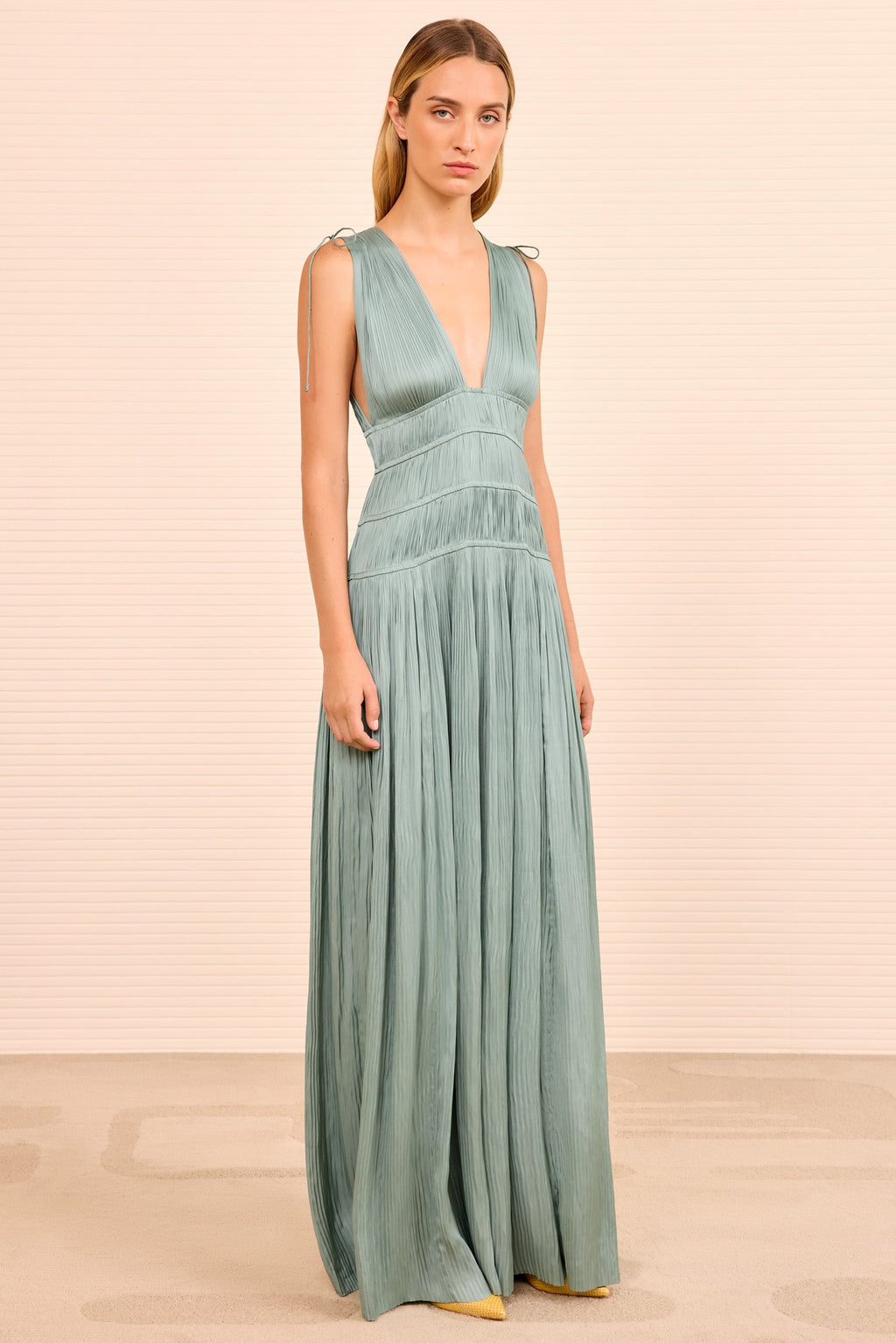 Tasneem Deep V Gown - Sea Glass