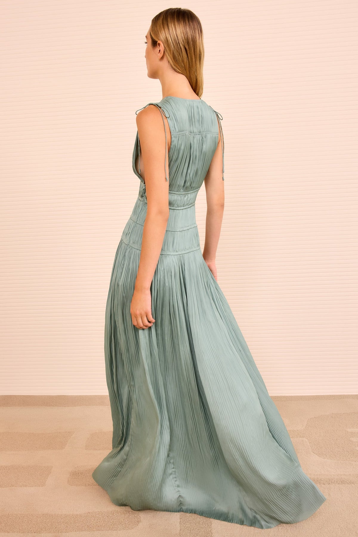 Tasneem Deep V Gown - Sea Glass