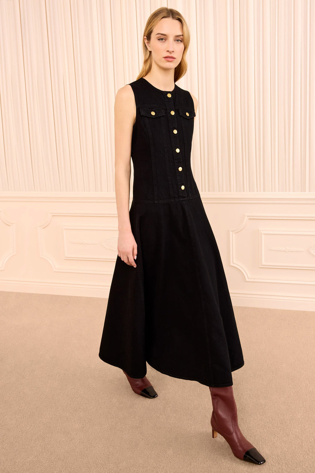 The Odella Denim Dress - Noir