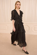 Tida Short Sleeve Silk Dress - Noir