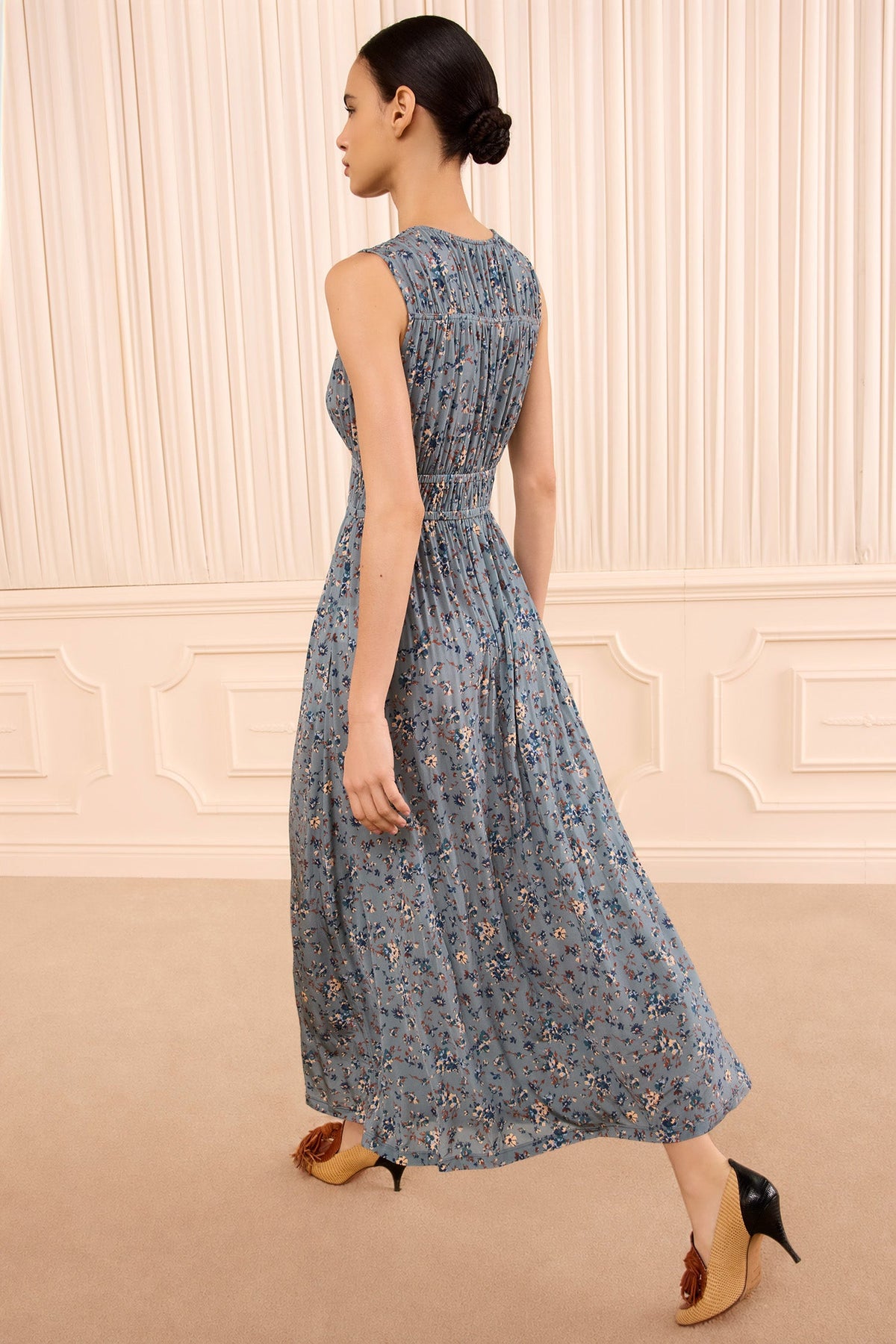 Ursula V Neck Jersey Dress - Celeste Floral