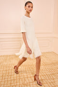 Vittoria Knit Dress with Fringe - Cowrie