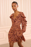 Vivi Long Sleeve Silk Mini Dress - Rosette