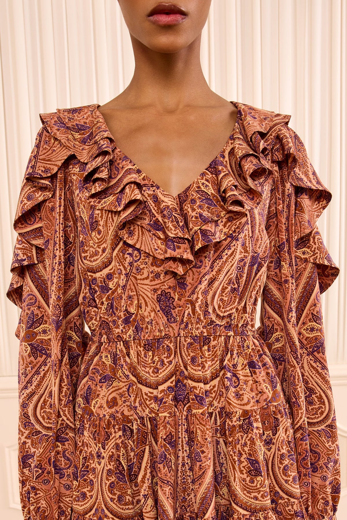 Vivi Long Sleeve Silk Mini Dress - Rosette
