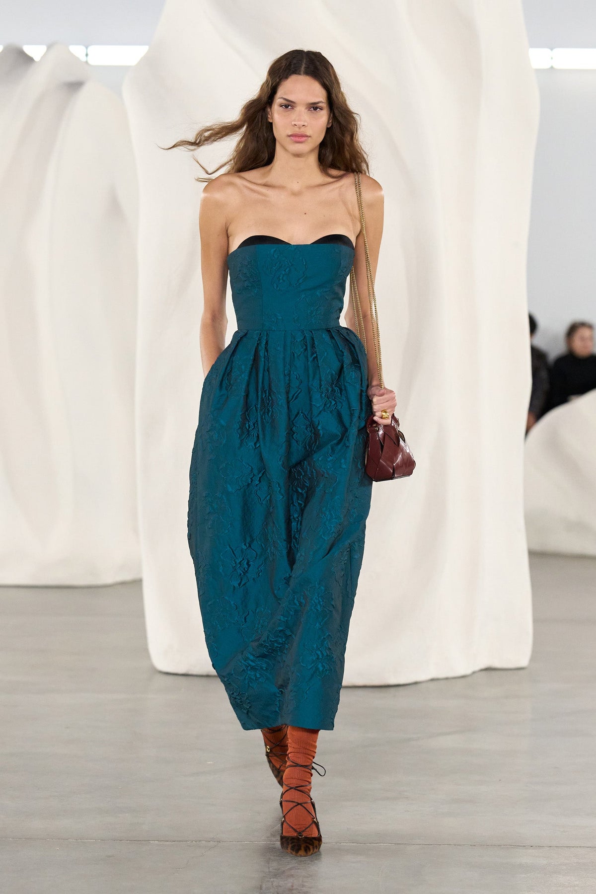 Katerina Strapless Cloque Dress - Beryl
