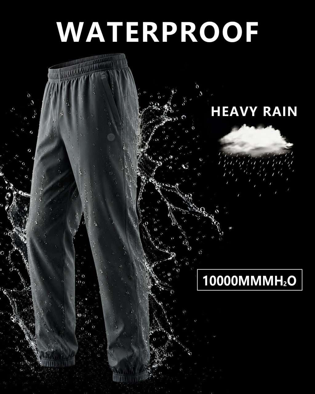 Lightweight Waterproof Rain Pants with Zipper Pockets