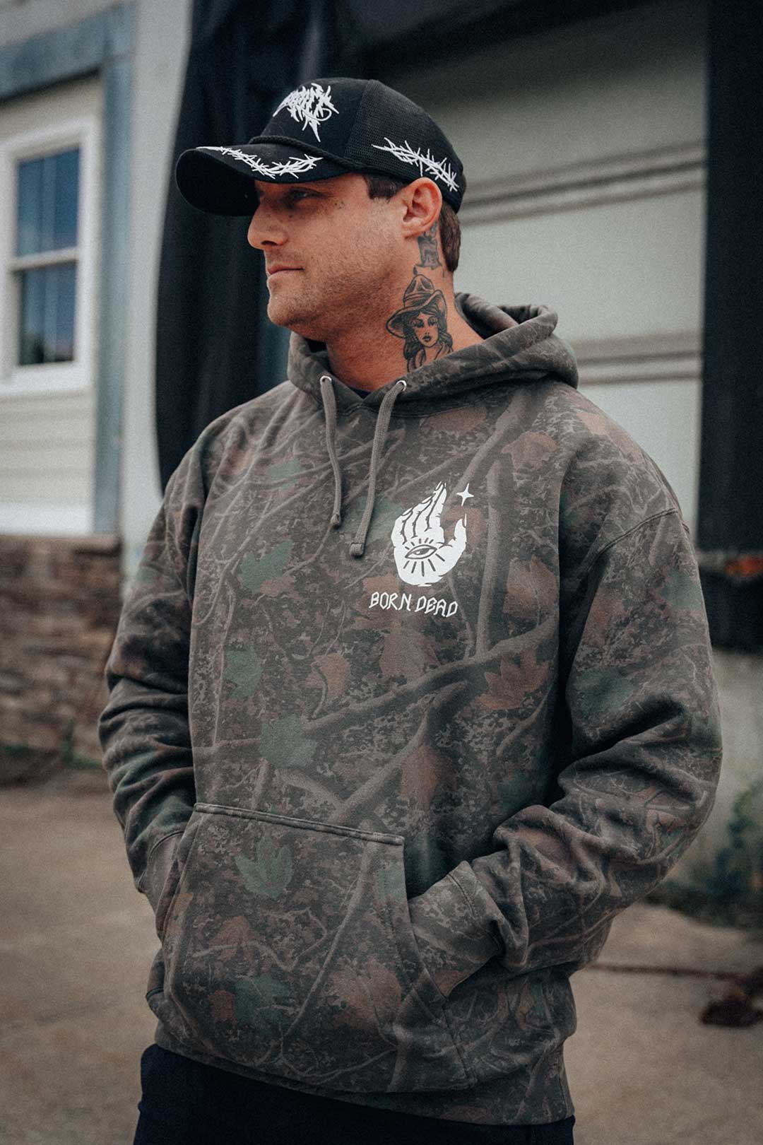 Camo Moth Dust Tattoo Inspired Hoodie