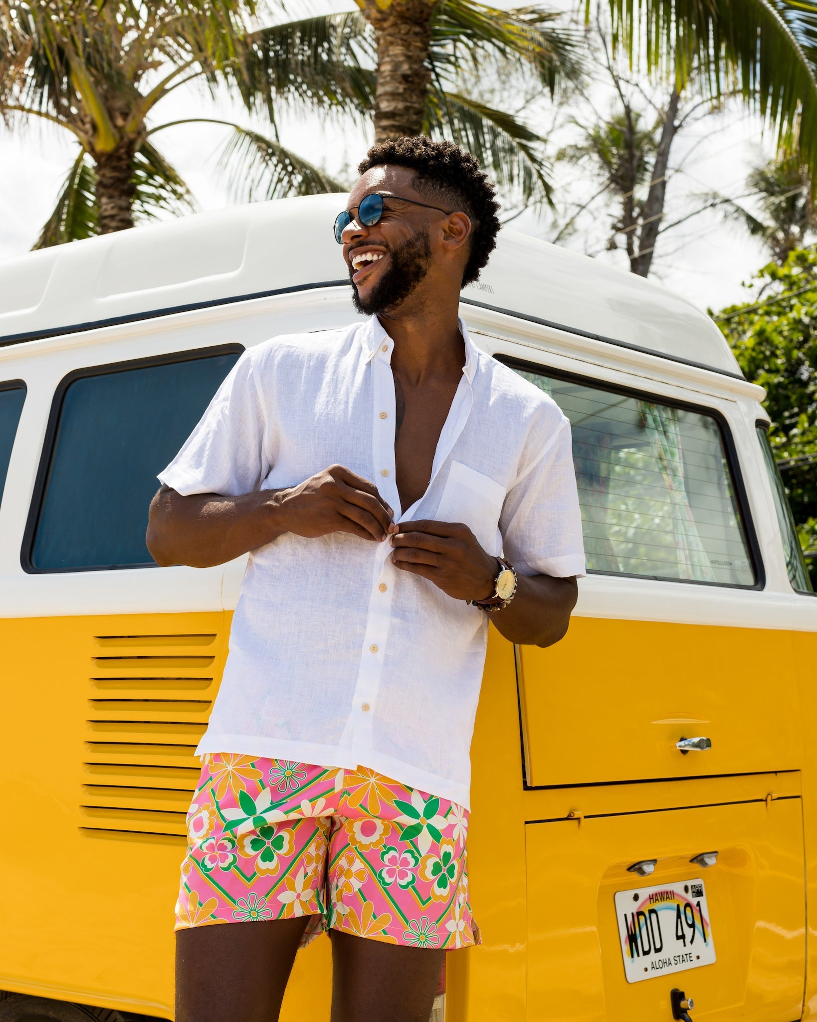 The Casa Blanca - Short Sleeve White Linen Shirt