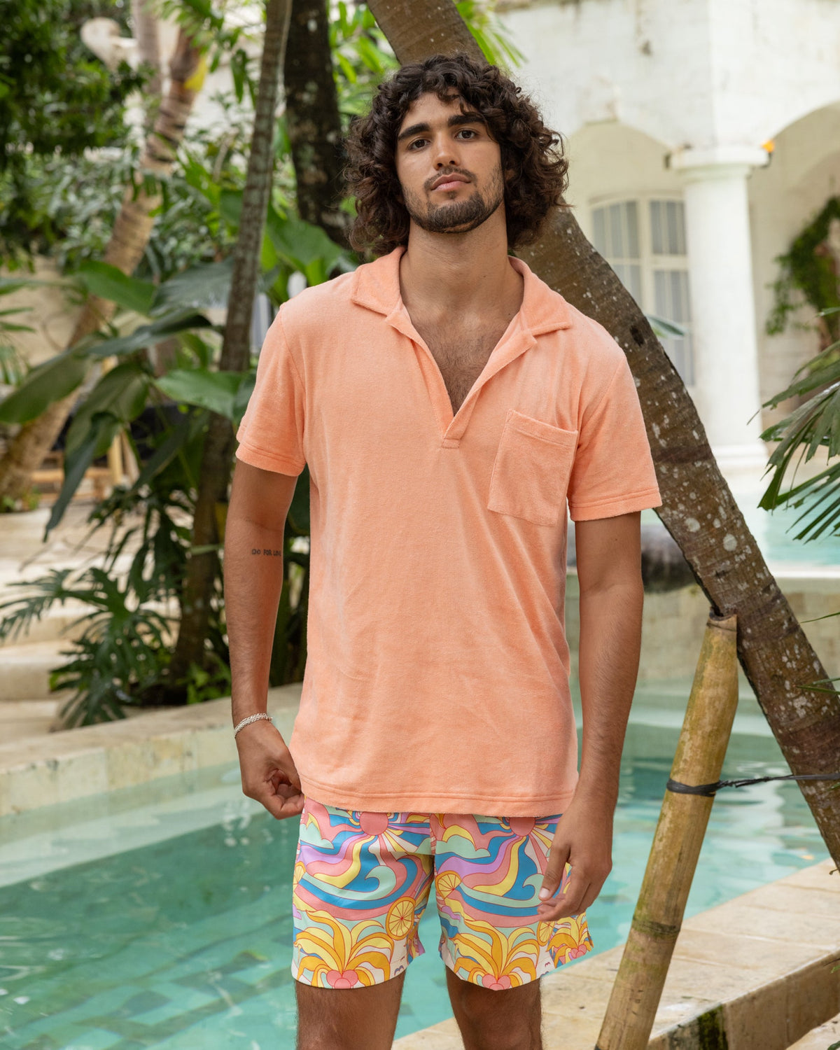 The Tropicana - Coral Terry Polo Men's Shirt