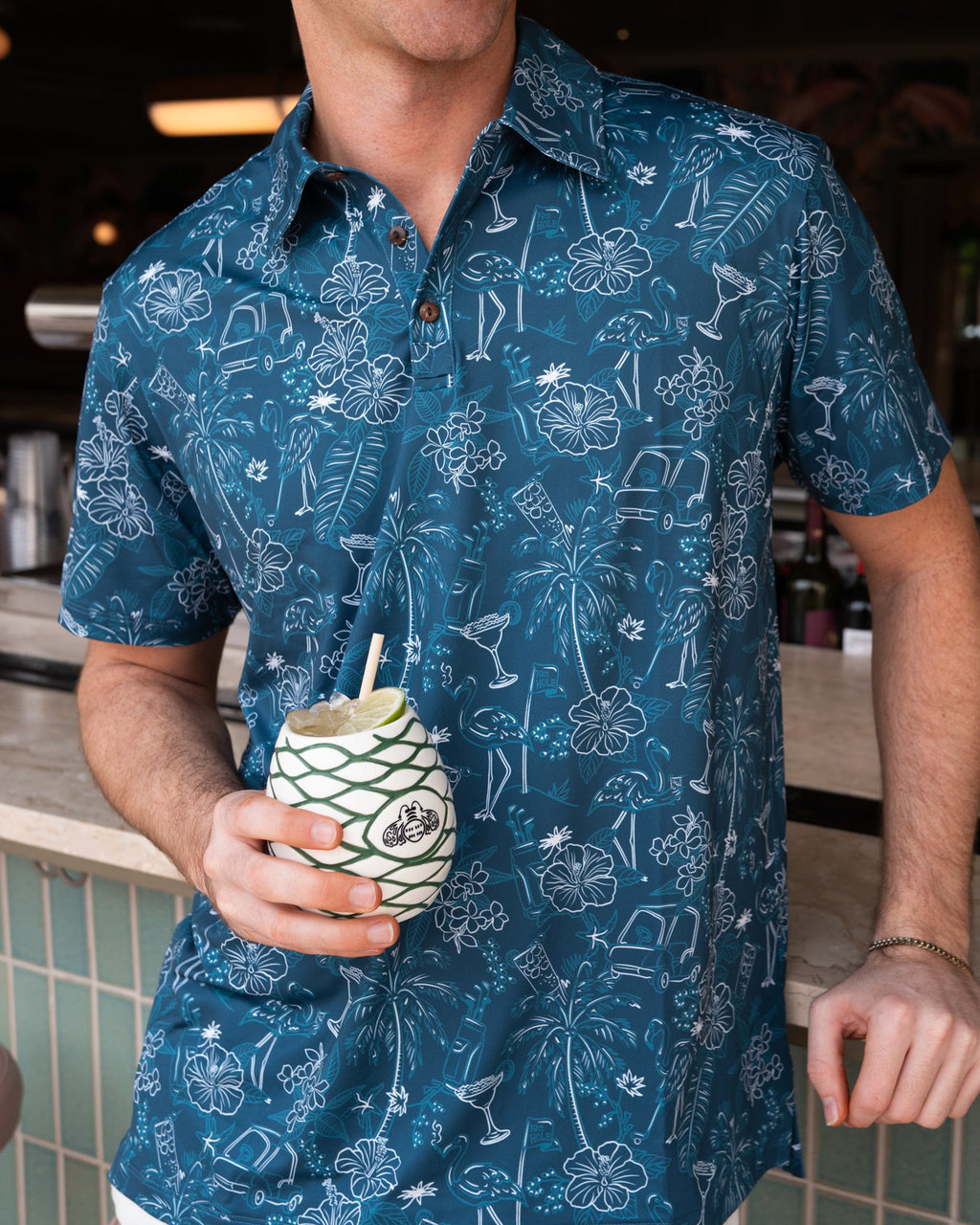 The 19th Hole - Navy Golf Shirt