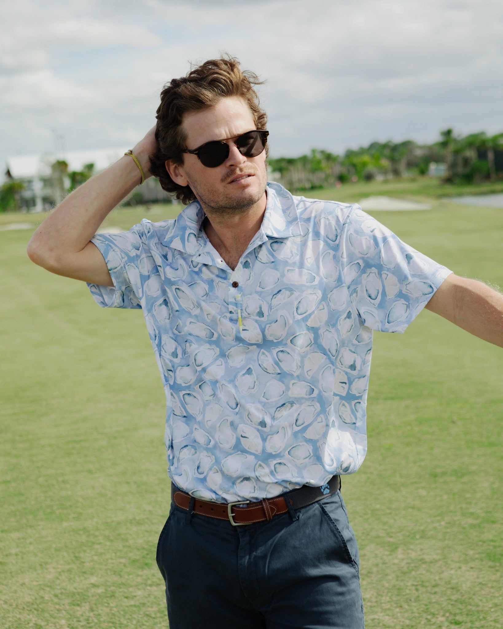 The Fore D’Oeuvres - Light Blue Oysters - Golf Shirt