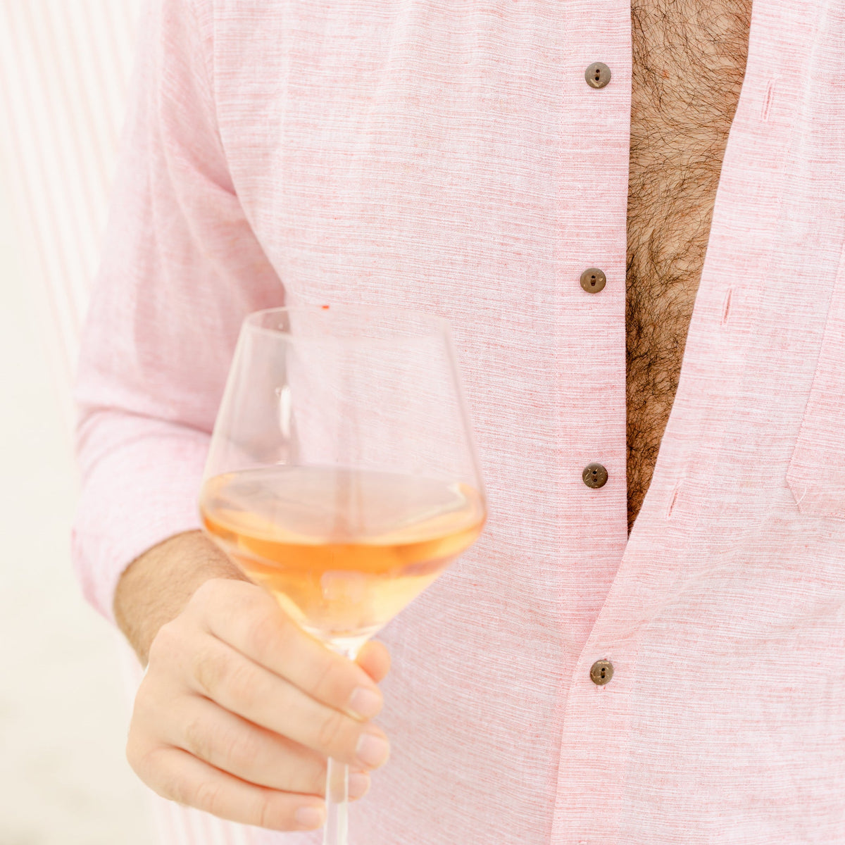 The Rosé Blusher - Long Sleeve Pink Linen Shirt