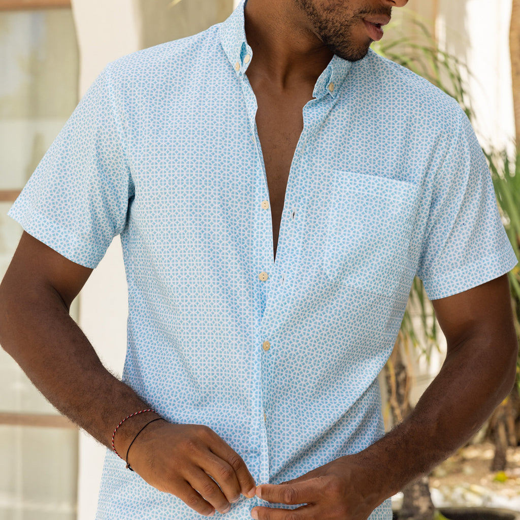 The Maldives - Short Sleeve Slim Fit Cotton Shirt