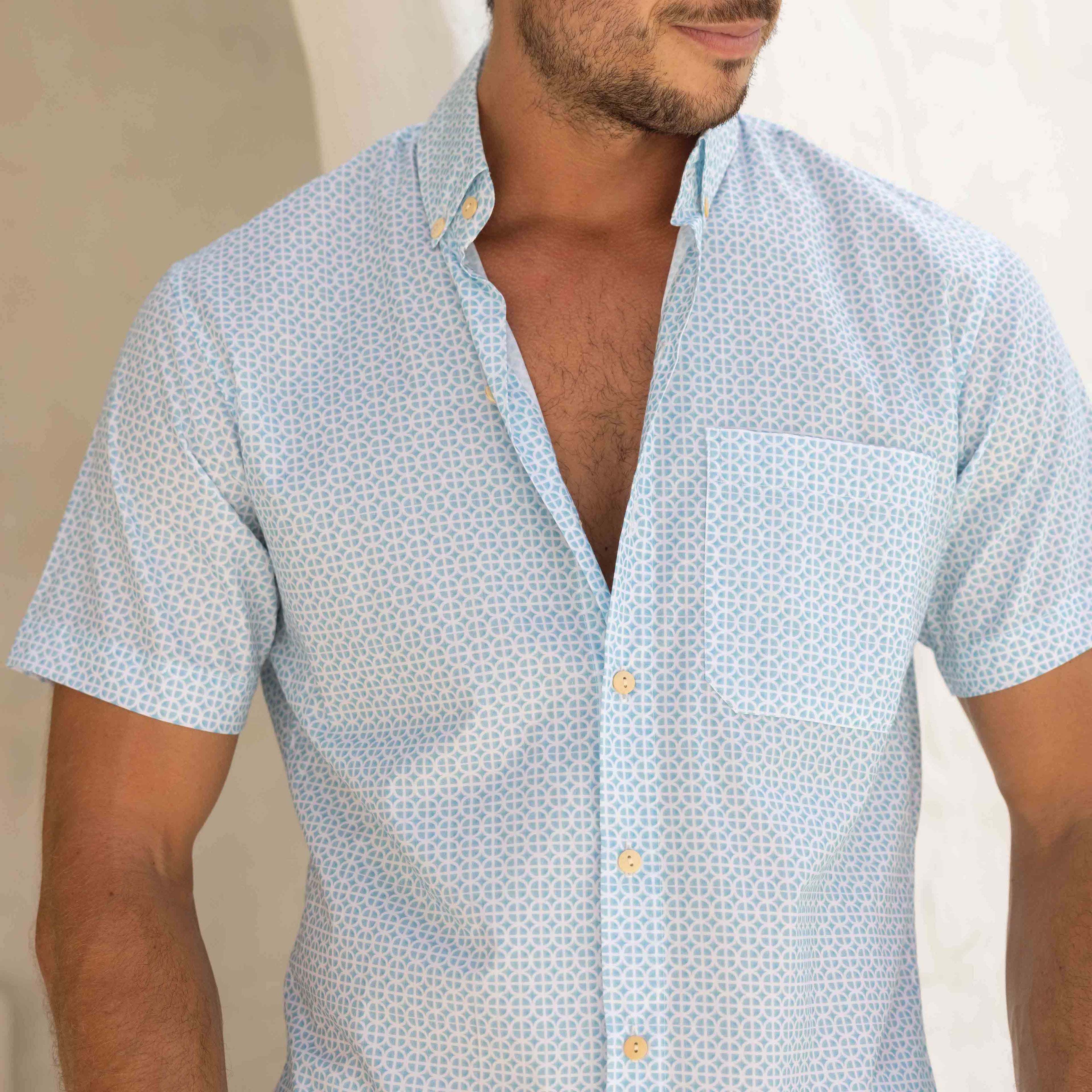 The Maldives - Short Sleeve Slim Fit Cotton Shirt