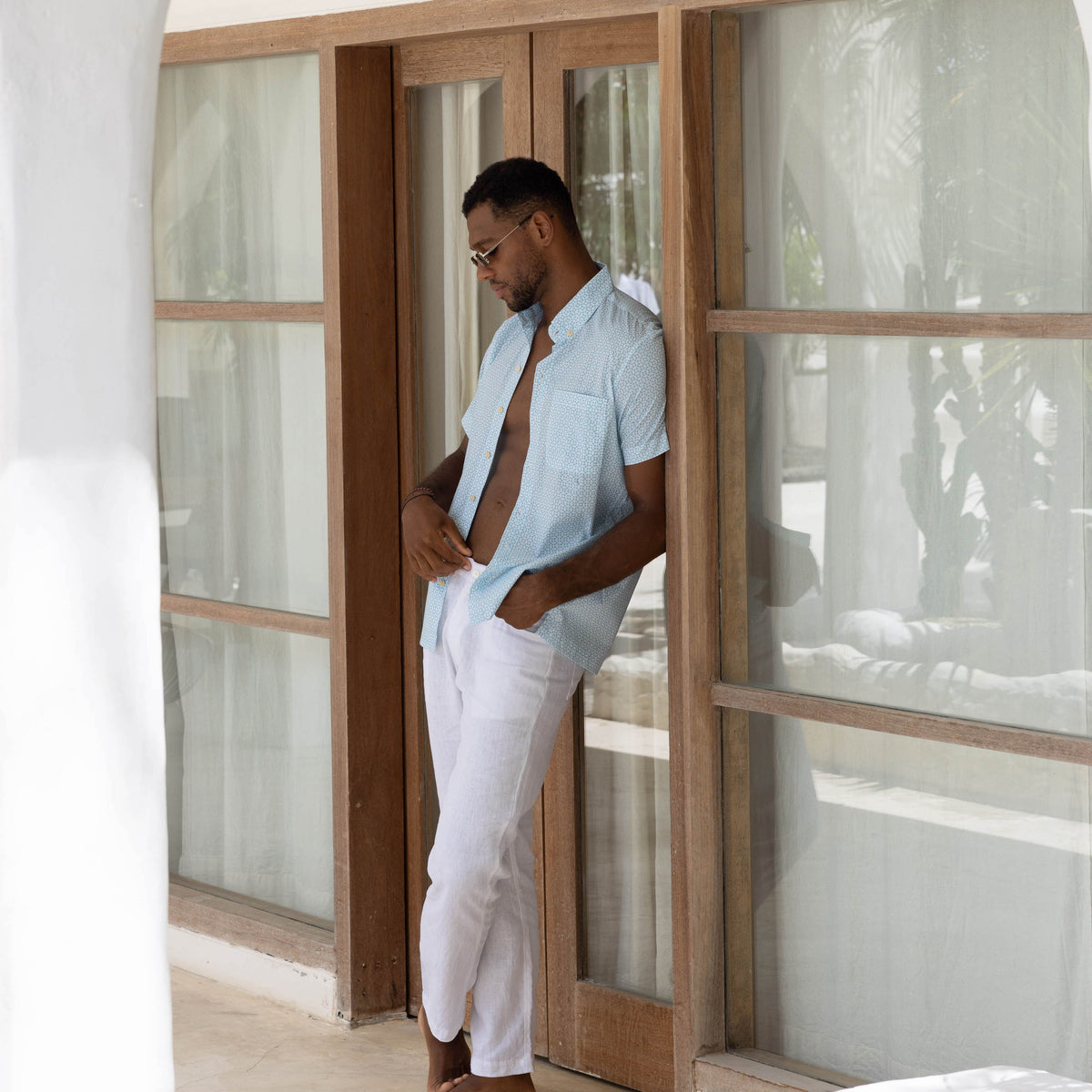 The Maldives - Short Sleeve Slim Fit Cotton Shirt