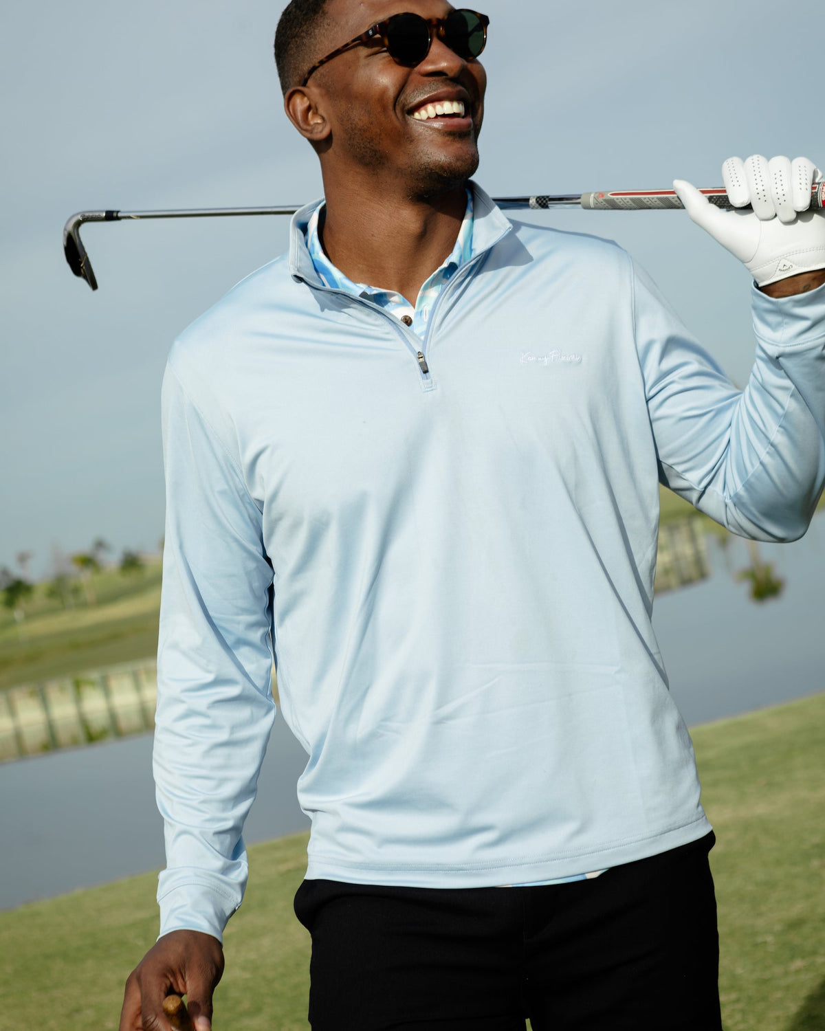 The Kiawah - Sky Blue Quarter Zip Pullover