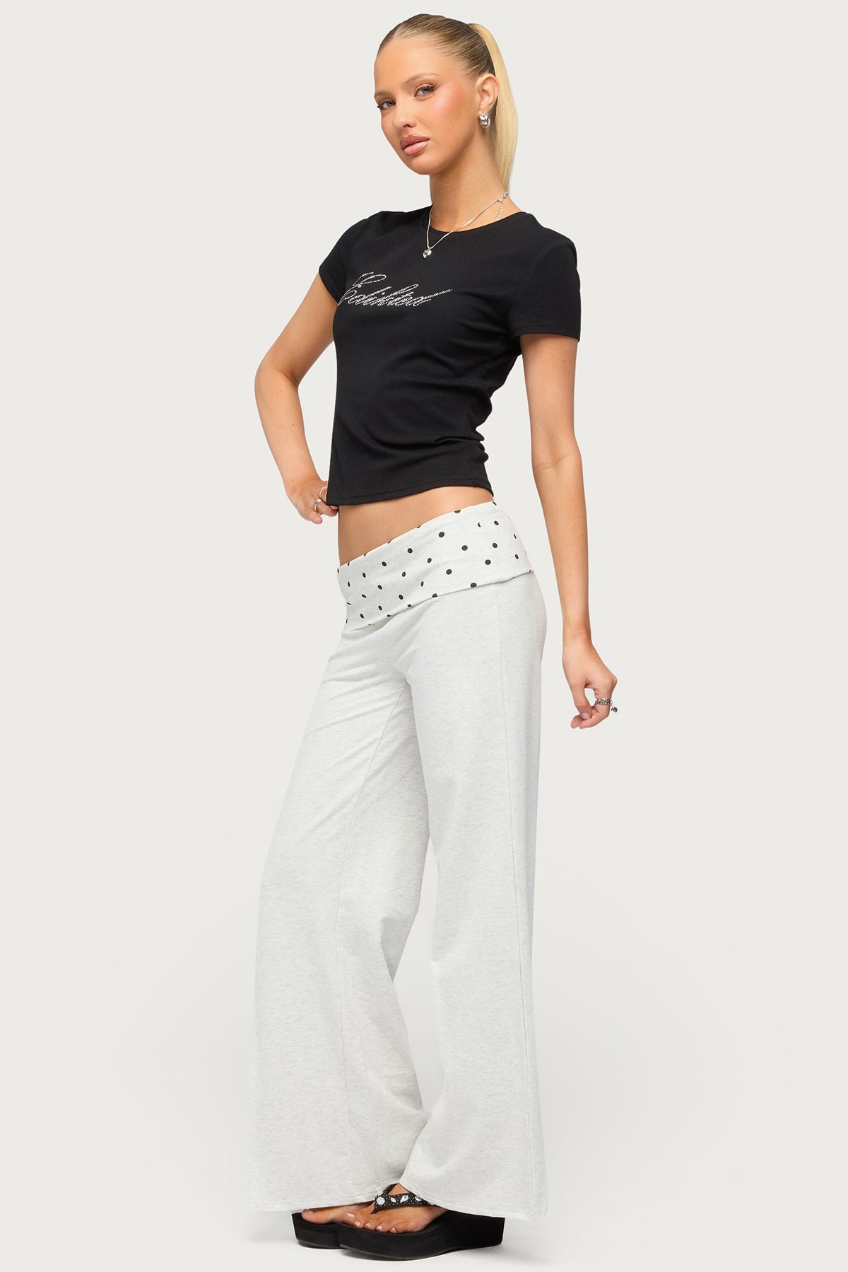 Petite Reeva Polka Dot Foldover Pants