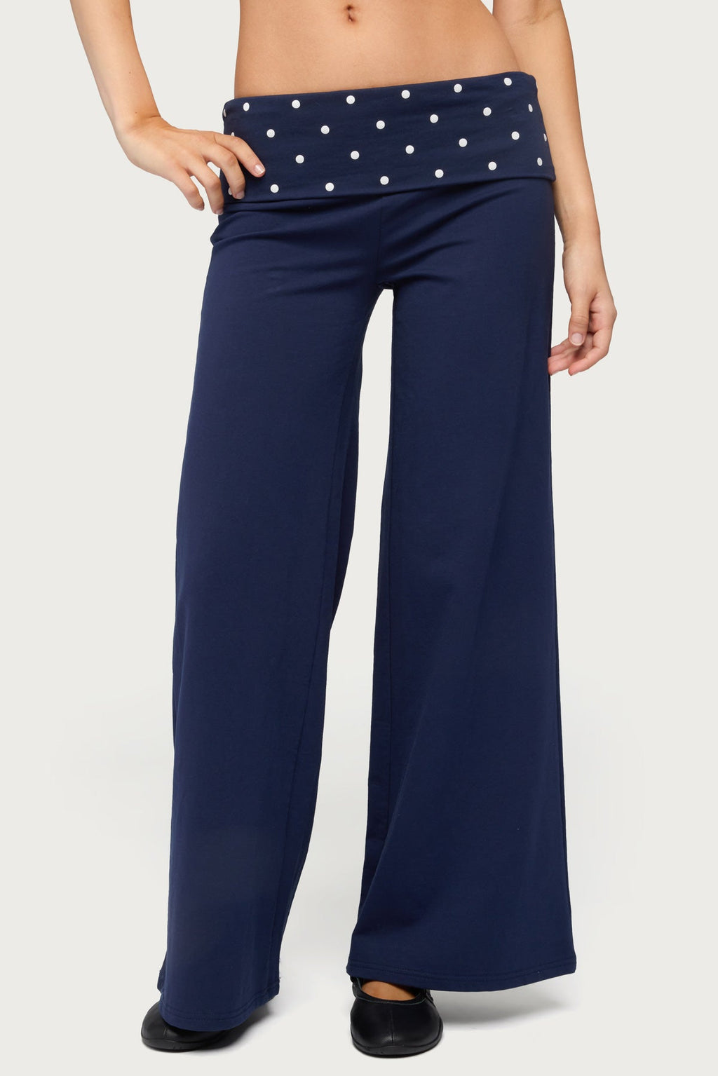 Petite Reeva Polka Dot Foldover Pants