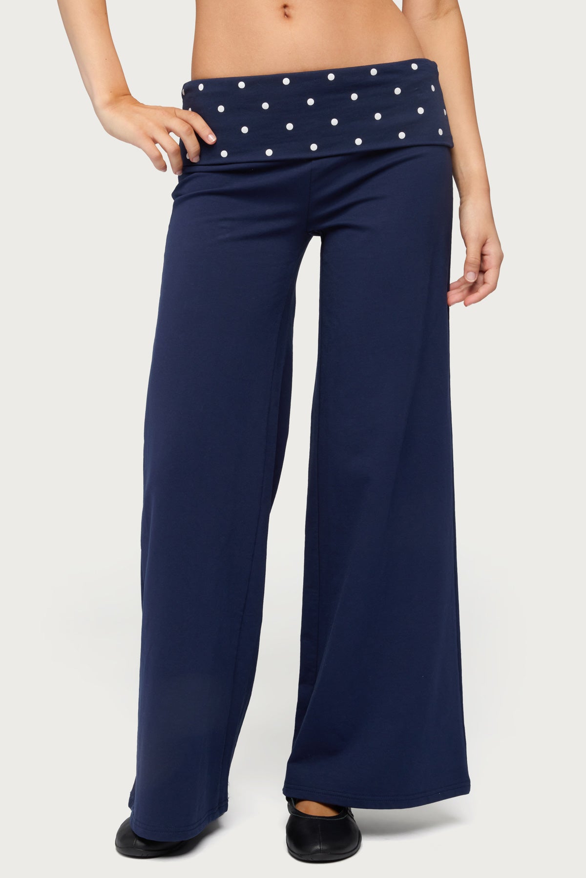 Petite Reeva Polka Dot Foldover Pants