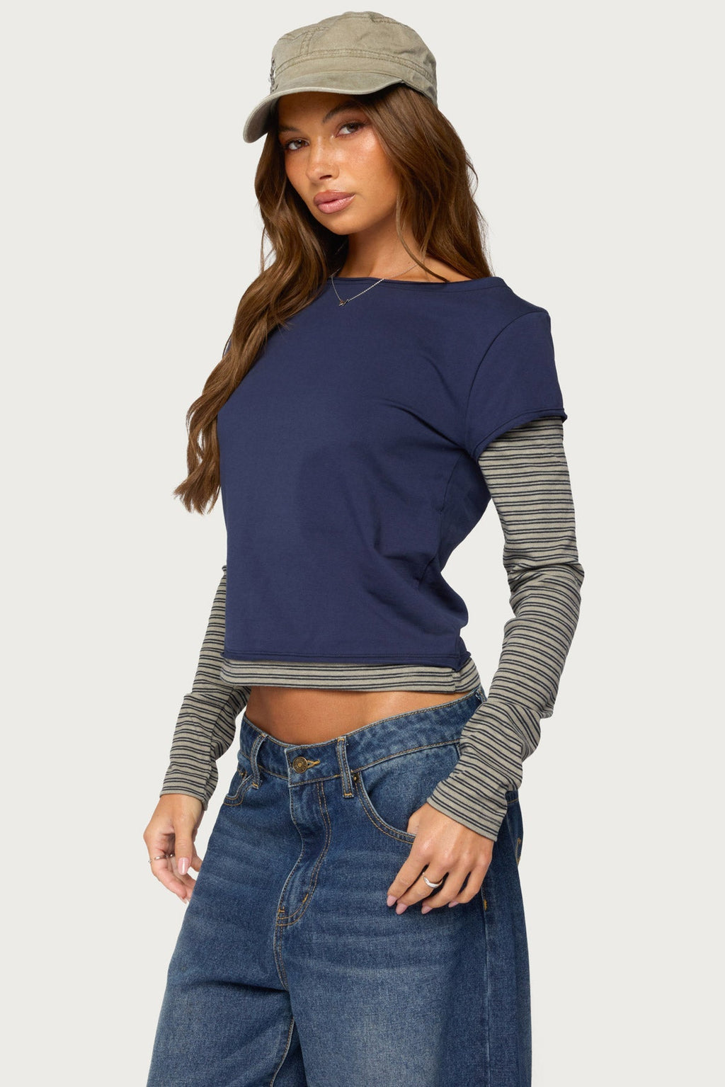 Layered Stripey Long Sleeve T Shirt