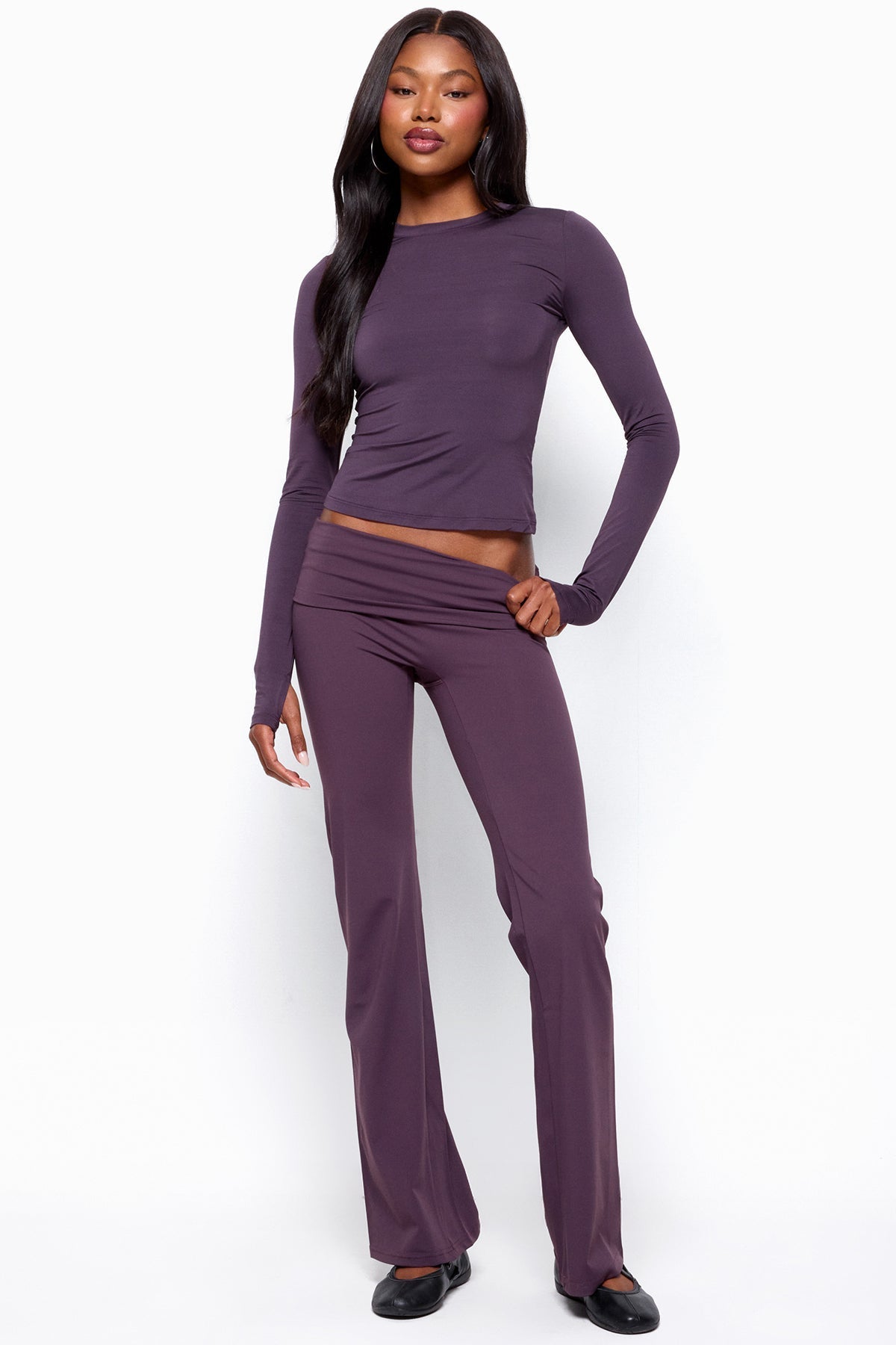 Oriane Foldover Flared Leggings