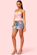 Barbie™ Floral Embroidered Denim Mini Skirt