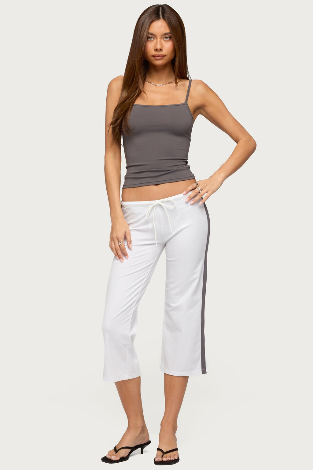 Milene Contrast French Terry Capri Pants