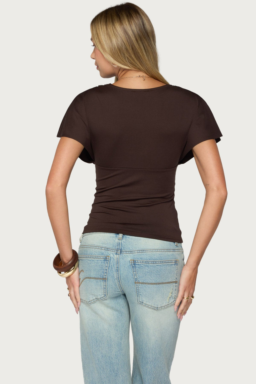 Flutter Plunging V Neck Top