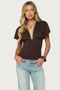 Flutter Plunging V Neck Top