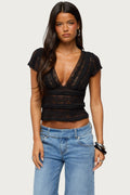 Avalee Sheer Lace V Neck Top